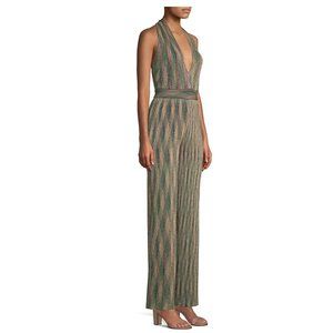 M Missoni Metallic Knit Striped Jumpsuit